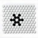 Hexagon Matt Black & White Snow (2.3cm x 2.3cm) 30m x 26cm Mosaic Tile