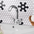 Hexagon Matt Black & White Snow (2.3cm x 2.3cm) 30m x 26cm Mosaic Tile