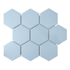 Hexagon Matt Blue Mosaic (9.5cm x 9.5cm) 29.5cm x 25.6cm Wall & Floor Tile