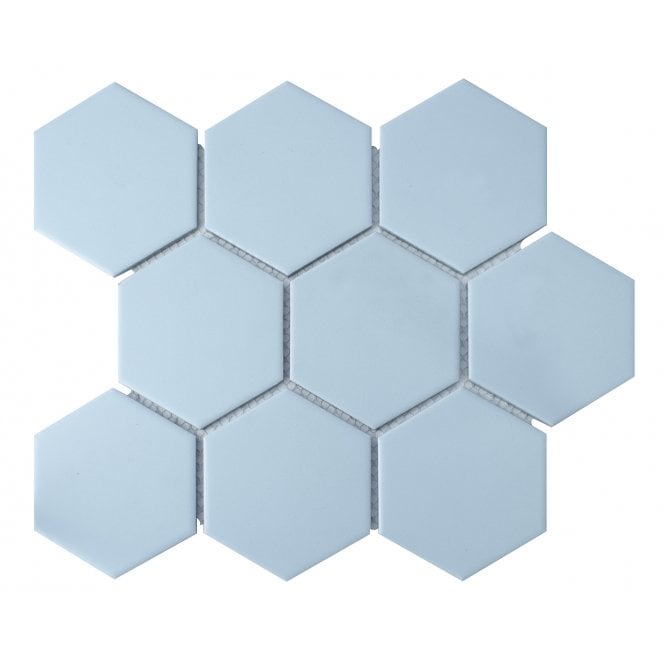 Hexagon Matt Blue Mosaic (9.5cm x 9.5cm) 29.5cm x 25.6cm Wall & Floor Tile