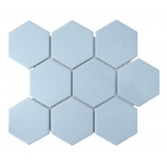 Hexagon Matt Blue Mosaic (9.5cm x 9.5cm) 29.5cm x 25.6cm Wall & Floor Tile
