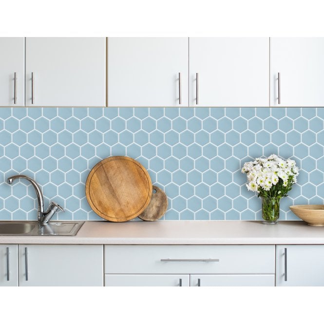 Hexagon Matt Blue Mosaic (9.5cm x 9.5cm) 29.5cm x 25.6cm Wall & Floor Tile