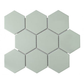 Hexagon Matt Green Mosaic (9.5cm x 9.5cm) 29.5cm x 25.6cm Wall & Floor Tile