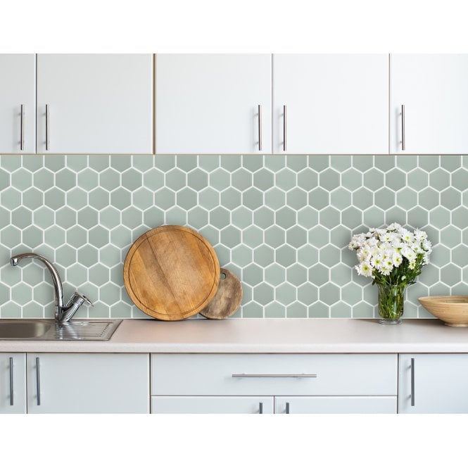 Hexagon Matt Green Mosaic (9.5cm x 9.5cm) 29.5cm x 25.6cm Wall & Floor Tile