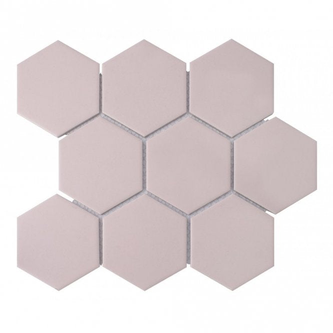 Hexagon Matt Pink Mosaic (9.5cm x 9.5cm) 29.5cm x 25.6cm Wall & Floor Tile