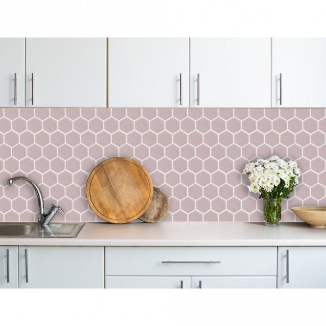 Hexagon Matt Pink Mosaic (9.5cm x 9.5cm) 29.5cm x 25.6cm Wall & Floor Tile