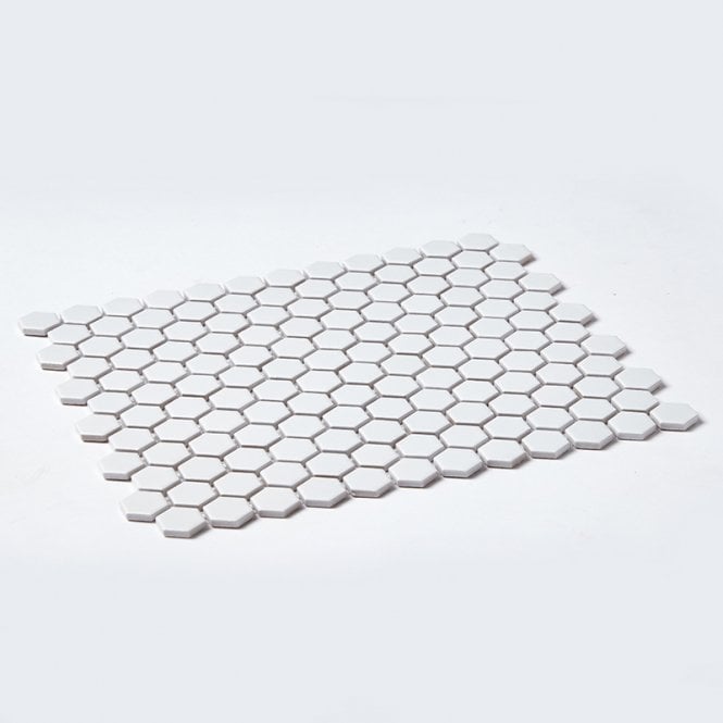 Hexagon Matt White 30cm x 26cm (2.3cm x 2.6cm) Mosaic Tile