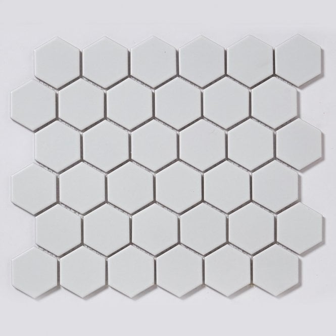 Hexagon Matt White 32.5cm x 28.1cm (5.1 cm x 5.9cm) Mosaic Tile