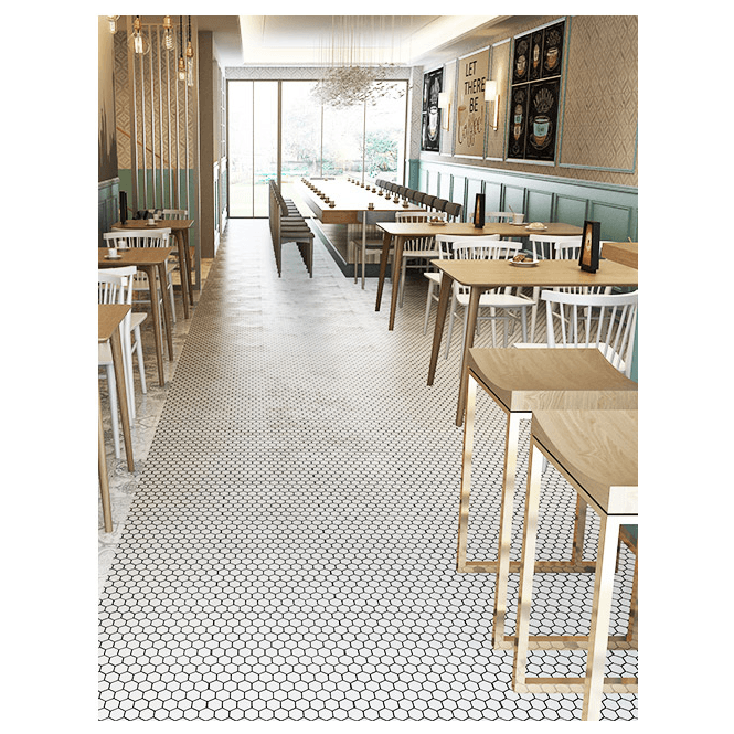Hexagon Matt White 32.5cm x 28.1cm (5.1 cm x 5.9cm) Mosaic Tile