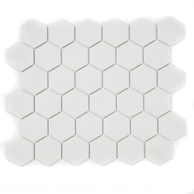 Hexagon Matt White 32.5cm x 28.1cm (5.1cm x 5.1cm) Mosaic Tile