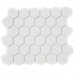 Hexagon Matt White 32.5cm x 28.1cm (5.1cm x 5.1cm) Mosaic Tile