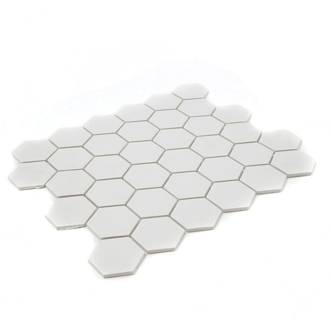 Hexagon Matt White 32.5cm x 28.1cm (5.1cm x 5.1cm) Mosaic Tile
