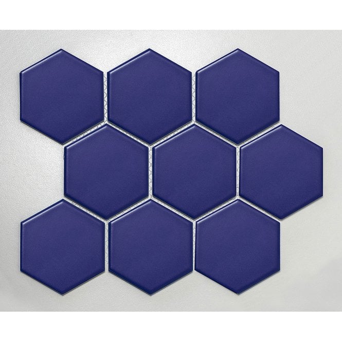 Hexagon Oxford Blue Matt Mosaic (9.5cm x 9.5cm) 29.5cm x 25.6cm Wall & Floor Tile