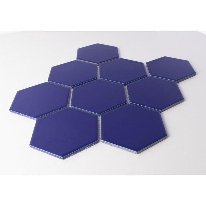 Hexagon Oxford Blue Matt Mosaic (9.5cm x 9.5cm) 29.5cm x 25.6cm Wall & Floor Tile