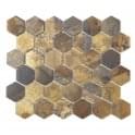 Hexagon Oxidised Gold (5.1cm x 5.9cm) 29.5cm x 30.5cm Mosaic Tile