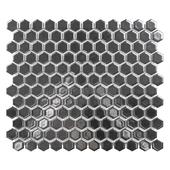 Hexagon Silver (2.3cm x 2.3cm) 30cm x 26cm Mosaic Tile