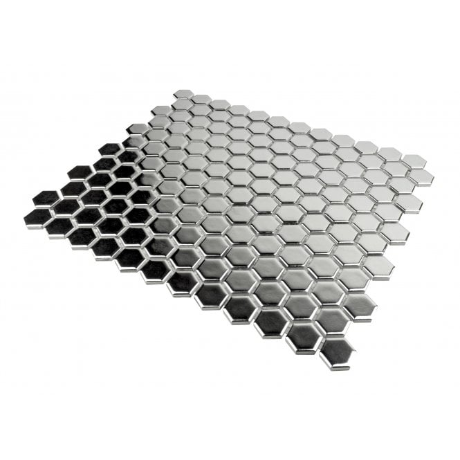 Hexagon Silver (2.3cm x 2.3cm) 30cm x 26cm Mosaic Tile