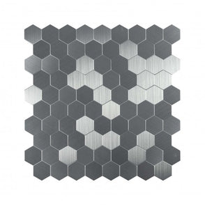 Hexagon Steel Mosaic 30cm x 30cm Peel & Stick Mosaic Tile