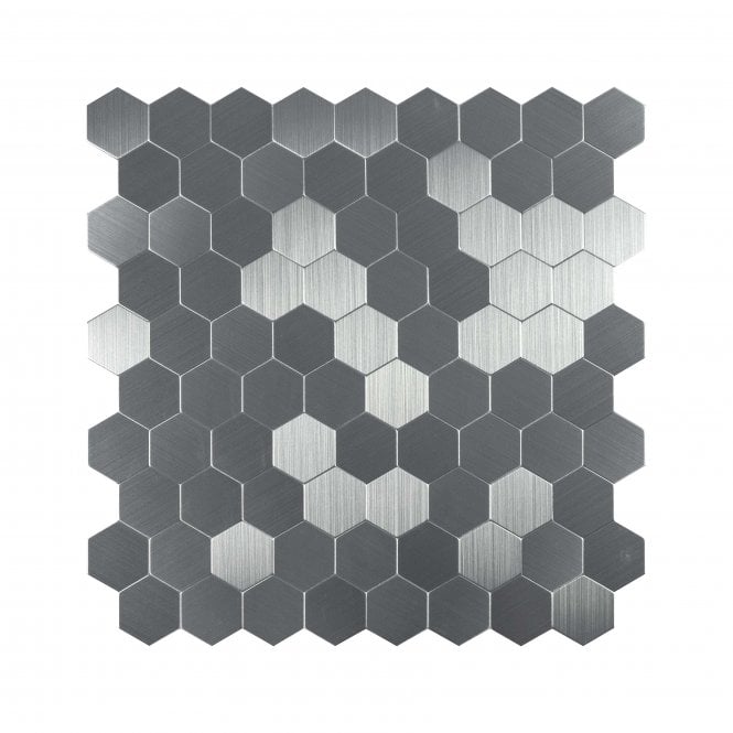 Hexagon Steel Mosaic 30cm x 30cm Peel & Stick Mosaic Tile
