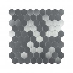 Hexagon Steel Mosaic 30cm x 30cm Peel & Stick Mosaic Tile