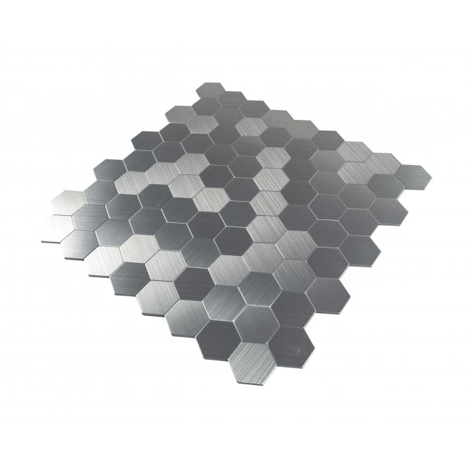 Hexagon Steel Mosaic 30cm x 30cm Peel & Stick Mosaic Tile