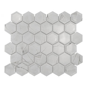 Hexagon Tablet Statuario (5.1 cm x 5.9cm) 30cm x 28cm Mosaic Tile JOB LOT DEAL 2Sq/M
