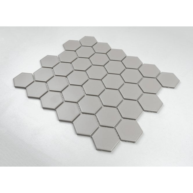 Hexagon Taupe Matt (5.1 cm x 5.9cm) 32cm x 28cm Mosaic Tile