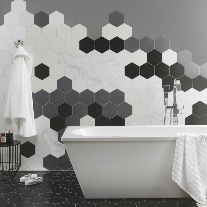 British Ceramic Tile Hexagon White 175mm x 202mm Multi-Use Tile