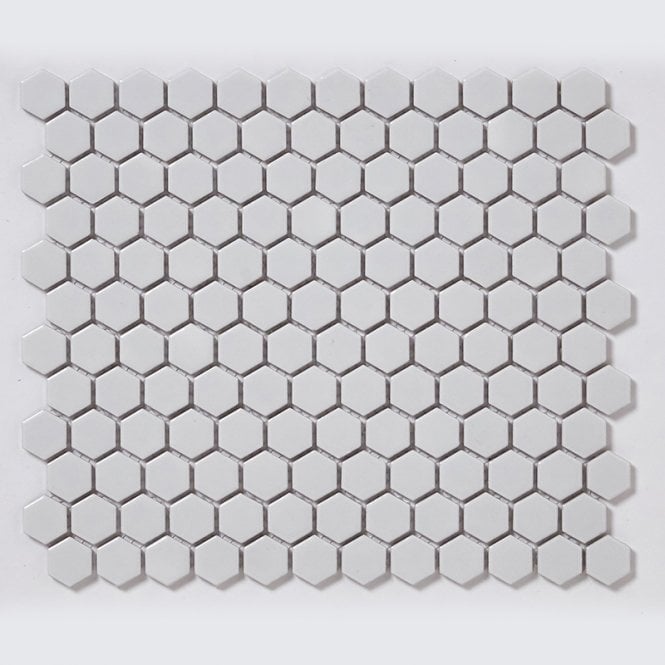 Hexagon White Gloss 30cm x 26cm (2.3cm x 2.3cm) Mosaic Tile
