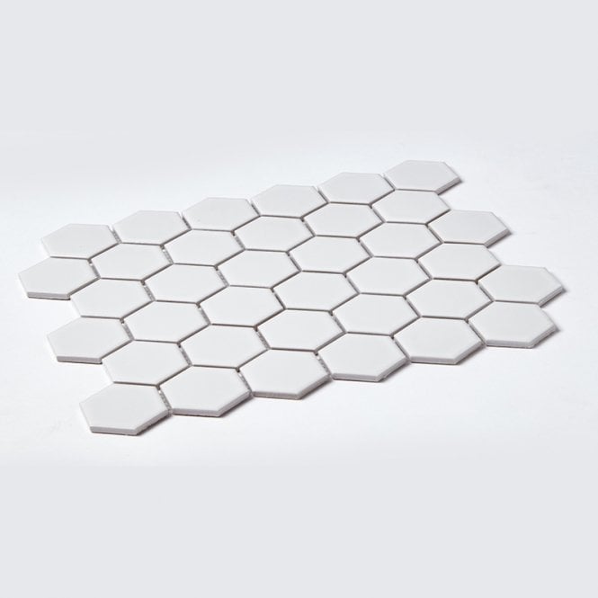 Hexagon White Gloss 32.5cm x 28.1cm (5.1 cm x 5.9cm) Mosaic Tile