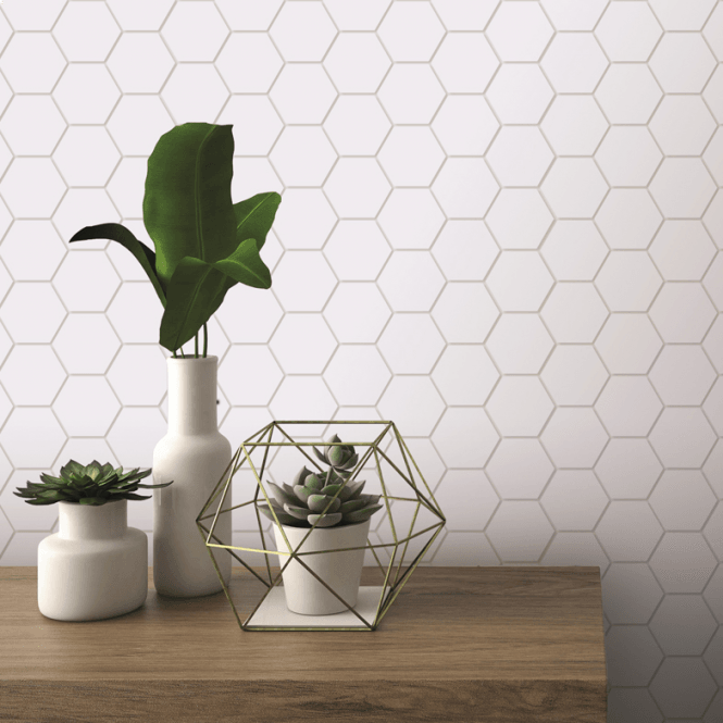 Hexagon White Gloss 32.5cm x 28.1cm (5.1 cm x 5.9cm) Mosaic Tile