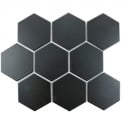Hexagon XL Matt Black 29.55cm x 25.6cm (9.5cm x 11cm) Mosaic Tile