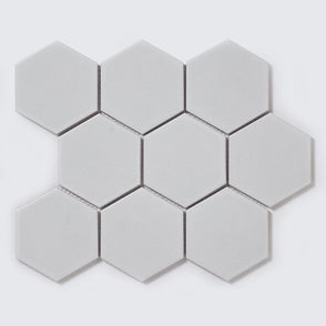 Hexagon XL Matt White 29.55cm x 25.6cm (9.5cm x 11cm) Mosaic Tile