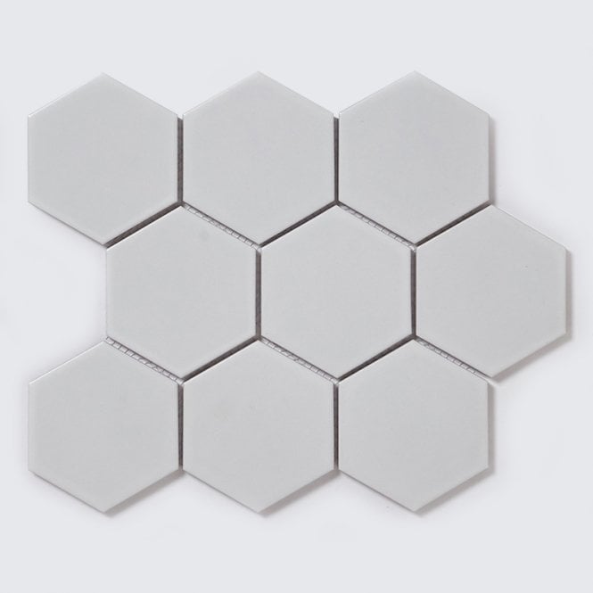 Hexagon XL Matt White 29.55cm x 25.6cm (9.5cm x 11cm) Mosaic Tile