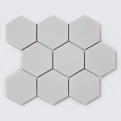 Hexagon XL Matt White 29.55cm x 25.6cm (9.5cm x 11cm) Mosaic Tile