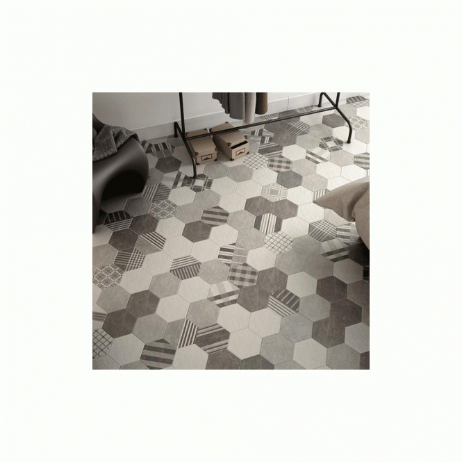 Equipe Hexatile Cement Black 17.5cm x 20cm Wall and Floor Tile