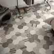 Equipe Hexatile Cement Black 17.5cm x 20cm Wall and Floor Tile