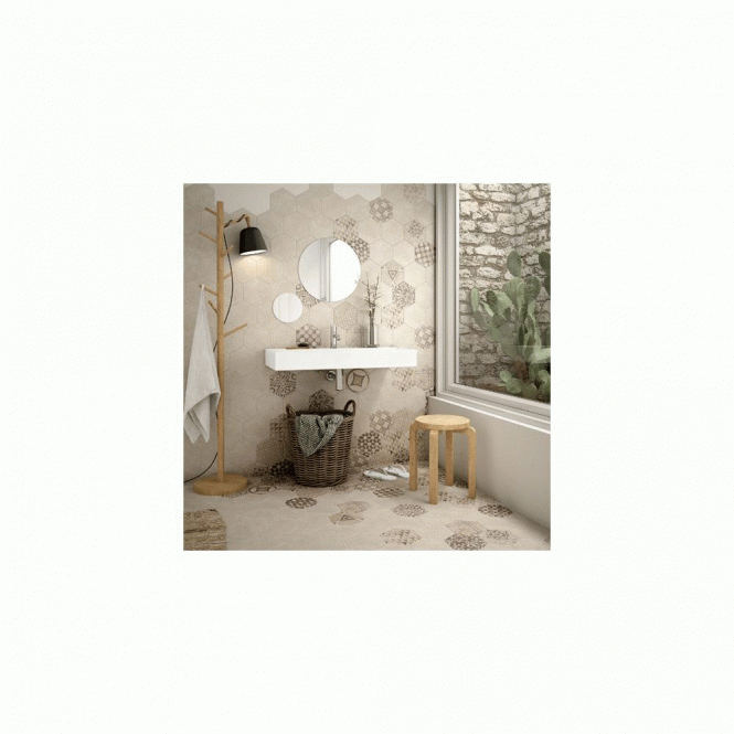 Equipe Hexatile Cement Garden Sand 17.5cm x 20cm Wall and Floor Tile