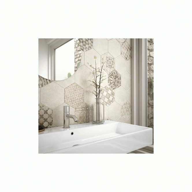 Equipe Hexatile Cement Geo Sand 17.5cm x 20cm Wall and Floor Tile
