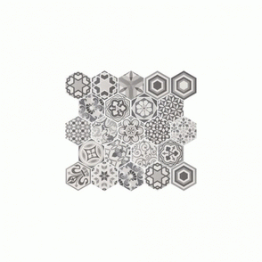 Hexatile Harmony Black and White 17.5cm x 20cm Floor Tile