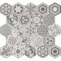 Hexatile Harmony Black and White 17.5cm x 20cm Floor Tile