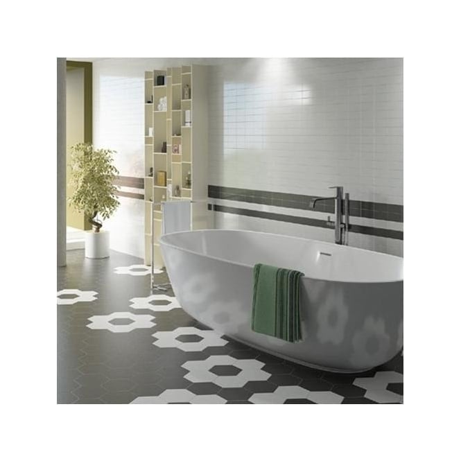 Hexatile Matt Black 17.5cm x 20cm Wall and Floor Tile