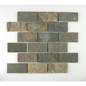 Indian Slate Multicolour (4.8cm x 9.8cm) 30.2cm x 30.2cm Wall & Floor Mosaic Sheet