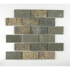 Indian Slate Multicolour (4.8cm x 9.8cm) 30.2cm x 30.2cm Wall & Floor Mosaic Sheet