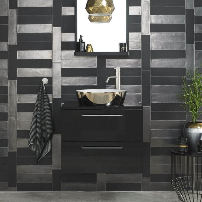 British Ceramic Tile Industrial Silver 7.5cm x 30cm Wall Tile