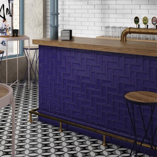 Equipe InMetro Cobalt Crackle Glazed 7.5cm x 15cm Wall Tile