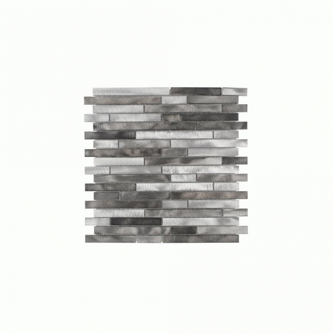 Interlocking Aluminium Brushed Steel Silver Grey Mix 30cm x 30cm Mosaic