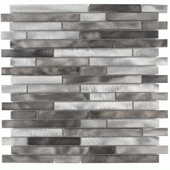 Interlocking Aluminium Brushed Steel Silver Grey Mix 30cm x 30cm Mosaic