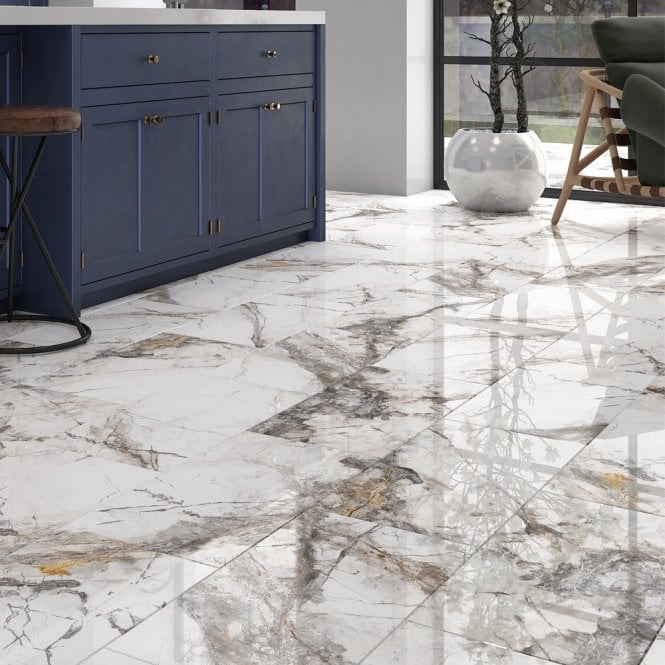 Invisible Marble Gloss Porcelain 30cm x 60cm Wall & Floor Tile