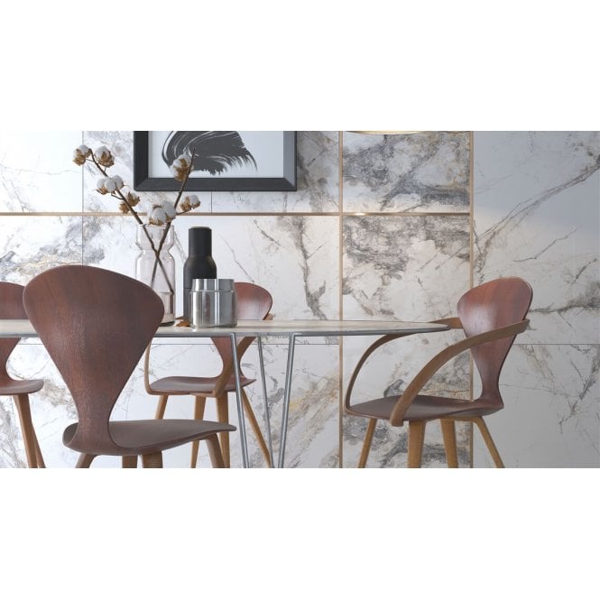 Invisible Marble Gloss Porcelain 60cm x 120cm Wall & Floor Tile